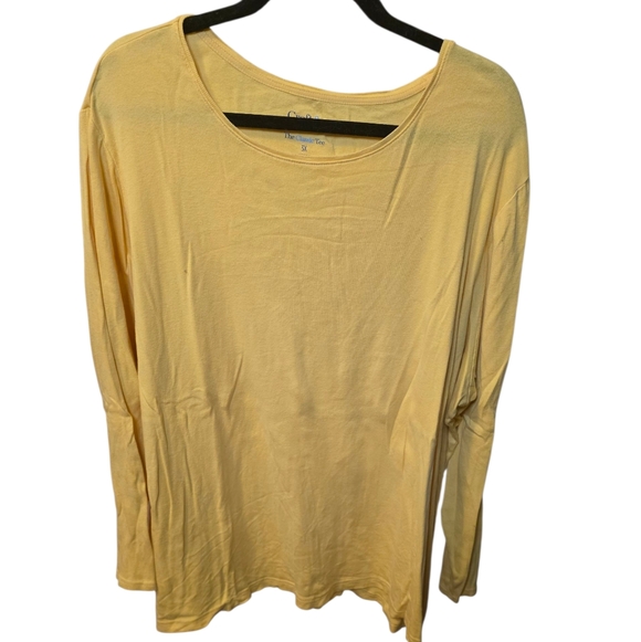 3X Croft & Barrow Soft Yellow Long Sleeve Classic Tee - Picture 2 of 4